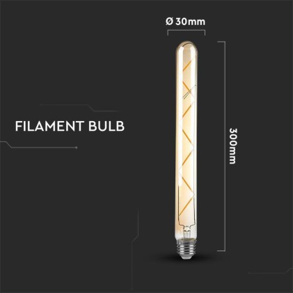 V-TAC Lampadina LED E27 7W 100LM/W T30 Filamento Ambrato 2200K
