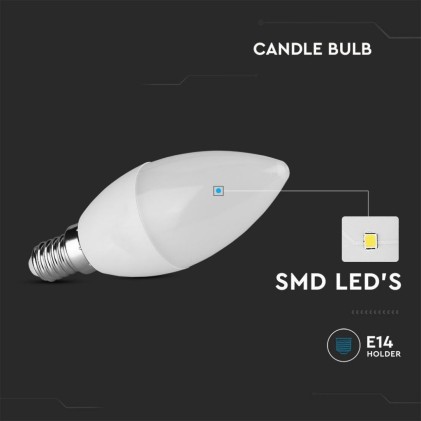 V-TAC Lampadina LED E14 4,5W Candela 3000K (Box 3 Pezzi)