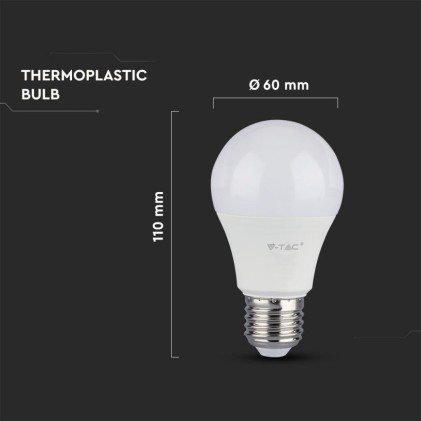 V-TAC Lampadina LED E27 10,5W 100LM/W A60 6500K (Box 3 pezzi)