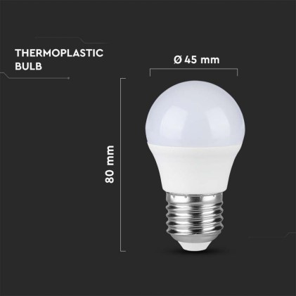 V-TAC Lampadina LED E27 4,5W G45 3000K (Box 3 pezzi)