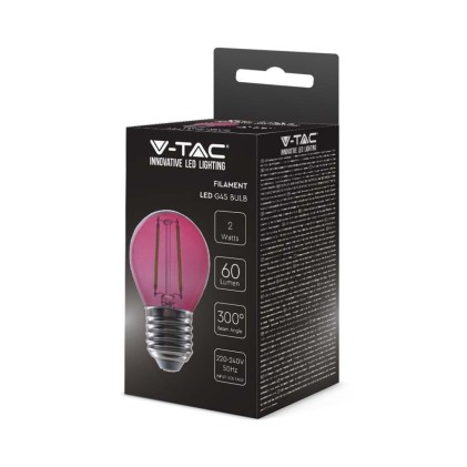 V-TAC Lampadina LED E27 2W G45 Filamento Colore Rosa