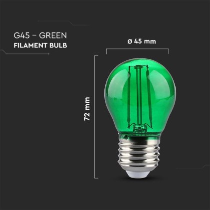 V-TAC Lampadina LED E27 2W G45 Filamento Colore Verde