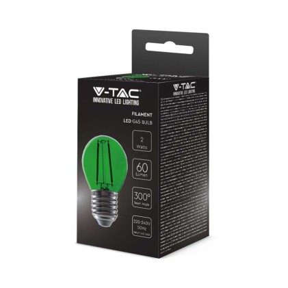V-TAC Lampadina LED E27 2W G45 Filamento Colore Verde