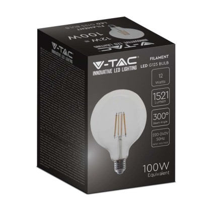 V-TAC Lampadina LED E27 12,5W G125 Filamento 4000K