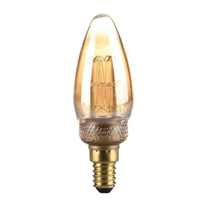V-TAC Lampadina LED E14 2W Candela Filamento Ambrato Art 1800K