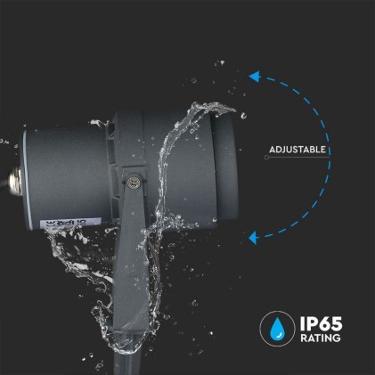 V-TAC Faretto LED da Giardino 12W con Picchetto Colore Grigio 3000K IP65