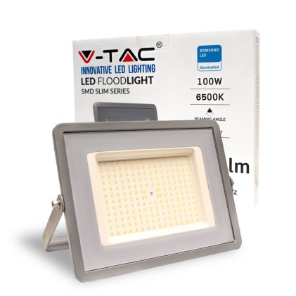 V-TAC PRO Faro LED SMD Chip Samsung 100W 115LM/W Colore Grigio 6500K IP65