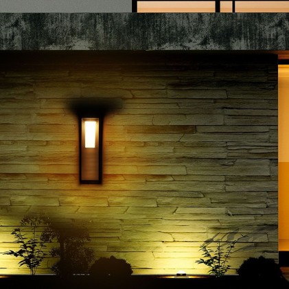 V-TAC PRO Lampada Solare LED Chip Samsung da Muro Esterno 2W Rettangolare Sensore di Movimento Crepuscolare e Modalità di Luminosità Costante 3000K 50cm