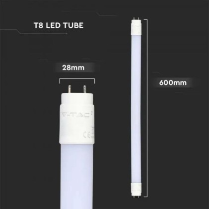 V-TAC PRO Tubo LED Chip Samsung T8 7,5W 113LM/W G13 60cm Nanoplastica Ruotabile 3000K
