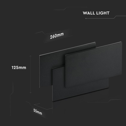 V-TAC Lampada LED da Muro Rettangolare con Forme Sovrapposte 12W Colore Nero 3000K IP20
