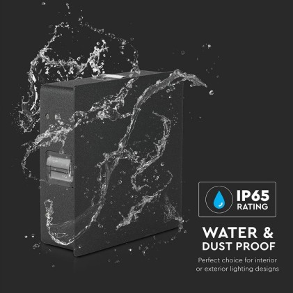 V-TAC Lampada LED da Muro Quadrato 4W 110LM/W Colore Nero 3000K IP65