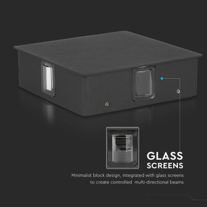 V-TAC Lampada LED da Muro Quadrato 4W 110LM/W Colore Nero 3000K IP65