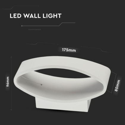 V-TAC Lampada LED da Muro Arrotondata 5W 130LM/W Colore Bianco 4000K IP20