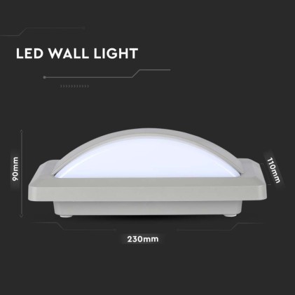 V-TAC Lampada LED da Muro Rettangolare 12W Colore Grigio 4200K IP65