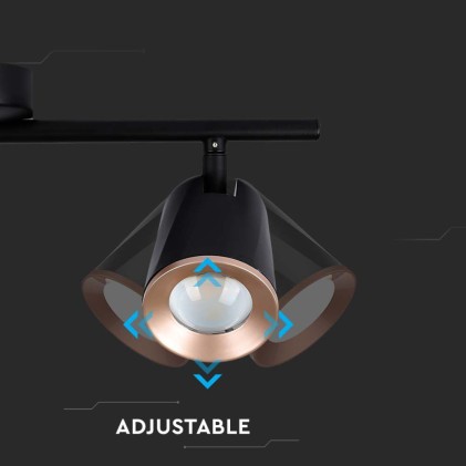 V-TAC Faretto LED da Muro Triplo 18W con Testa Orientabile Colore Nero 4000K IP20