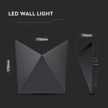 V-TAC Lampada LED da Muro a Tasca 5W 110LM/W Colore Nero 3000K IP65