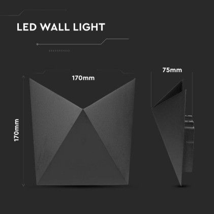 V-TAC Lampada LED da Muro a Tasca 5W 110LM/W Colore Nero 4000K IP65