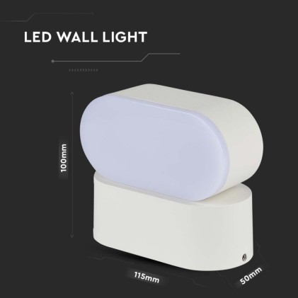 V-TAC Lampada LED da Muro Ovale 5W 110LM/W Colore Bianco con Testa Ruotabile 3000K IP65
