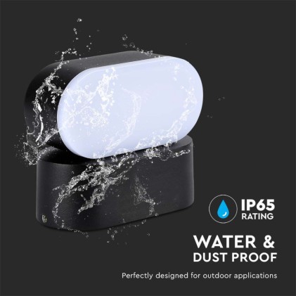 V-TAC Lampada LED da Muro Ovale 5W 110LM/W Colore Nero con Testa Ruotabile 3000K IP65