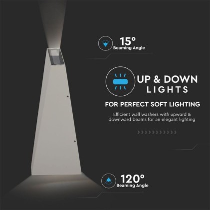 V-TAC Lampada LED da Muro 6W 110LM/W Doppio Fascio Luminoso Colore Grigio 3000K IP65