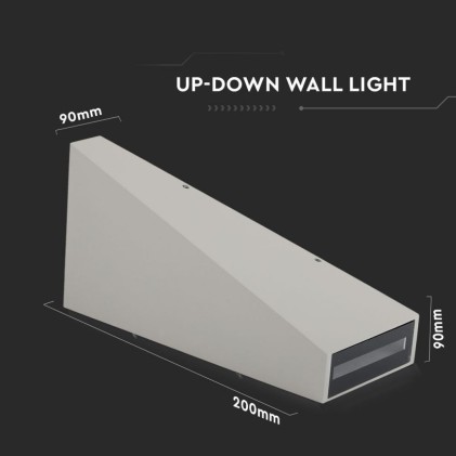 V-TAC Lampada LED da Muro 6W 110LM/W Doppio Fascio Luminoso Colore Grigio 3000K IP65