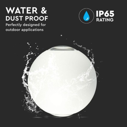 V-TAC Lampada LED da Muro Sferica 6W Doppio Fascio Luminoso Colore Bianco 4000K IP65