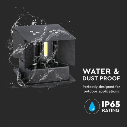 V-TAC Lampada LED da Muro Quadrata Doppio LED COB 11W Colore Nero Satinato Fascio Luminoso Regolabile 4000K IP65