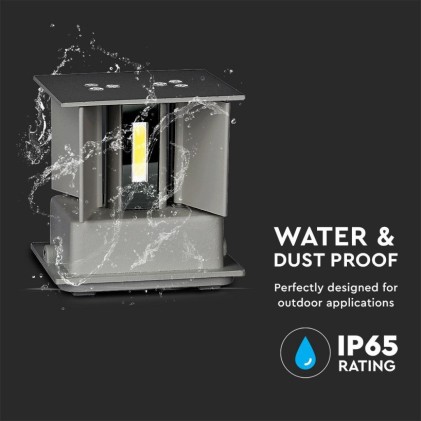 V-TAC Lampada LED da Muro Quadrata Doppio LED COB 11W Colore Grigio Satinato Fascio Luminoso Regolabile 3000K IP65