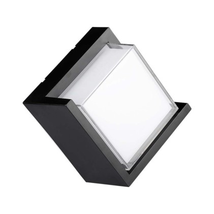V-TAC Lampada LED da Muro Quadrato 12W con Diffusore Semicoperto Colore Nero 4000K IP65