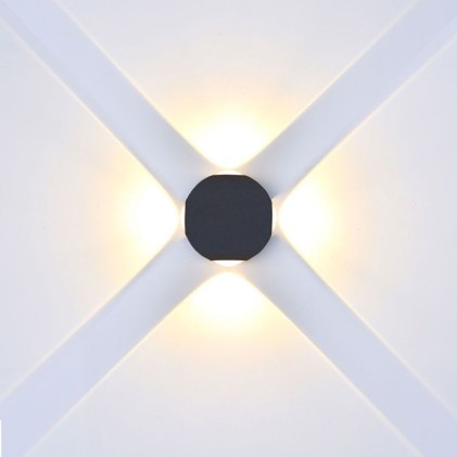 V-TAC Lampada LED da Muro Sferica 4 LED COB 4W Colore Nero 4000K IP65
