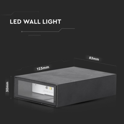 V-TAC Lampada LED da Muro Rettangolare 4W Colore Nero 3000K IP65