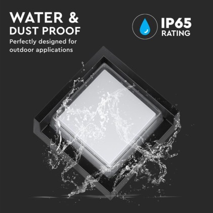 V-TAC Lampada LED da Muro Quadrata 7W con Diffusore Semicoperto Colore Nero 3000K IP65