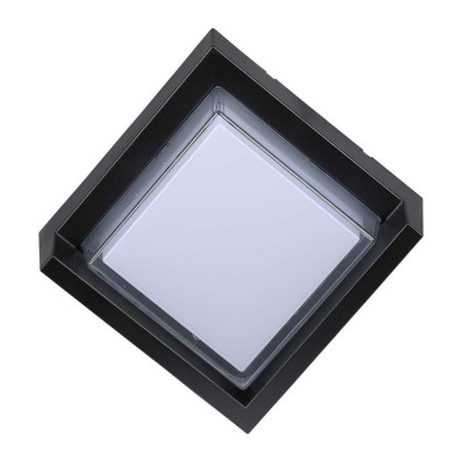 V-TAC Lampada LED da Muro Quadrata 7W con Diffusore Semicoperto Colore Nero 3000K IP65