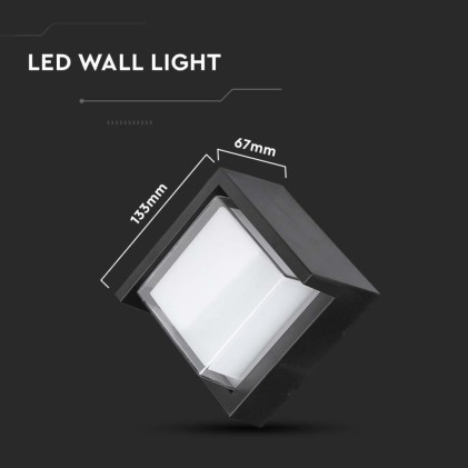 V-TAC Lampada LED da Muro Quadrata 7W con Diffusore Semicoperto Colore Nero 3000K IP65