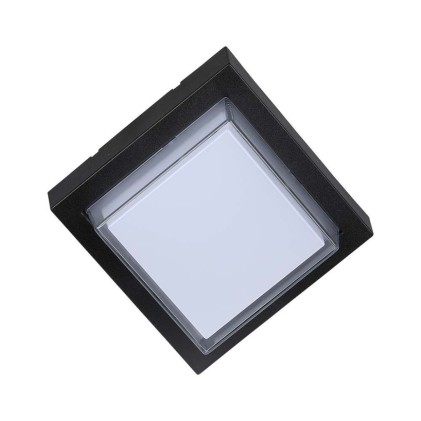 V-TAC Lampada LED da Muro Quadrata con Diffusore Semicoperto 7W Colore Nero 3000K IP65