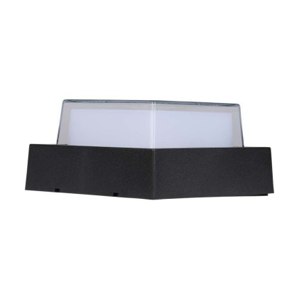 V-TAC Lampada LED da Muro Quadrata con Diffusore Semicoperto 7W Colore Nero 3000K IP65