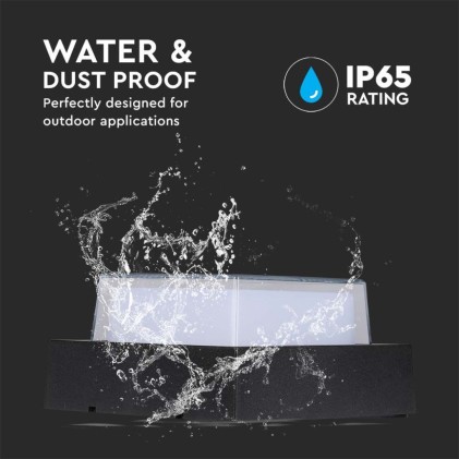 V-TAC Lampada LED da Muro Quadrata con Diffusore Semicoperto 7W Colore Nero 3000K IP65