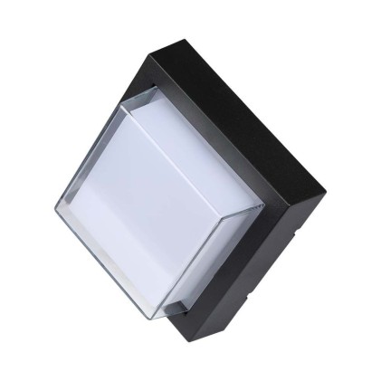 V-TAC Lampada LED da Muro Quadrata con Diffusore Semicoperto 7W Colore Nero 3000K IP65