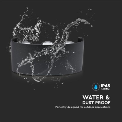 V-TAC Applique LED da Muro 6W Doppio Fascio Luminoso Corpo Nero 3000K IP65
