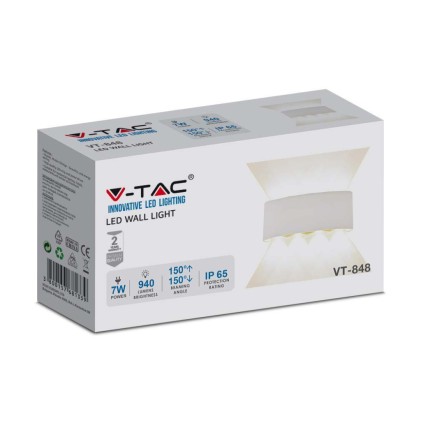 V-TAC Applique LED da Muro 7W Doppio Fascio Luminoso Corpo Sabbia Bianco 3000K IP65