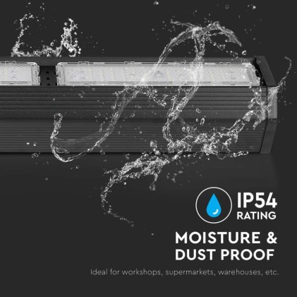 V-TAC PRO Campana Industriale LED Lineare Chip Samsung 100W Colore Nero 6500K IP54