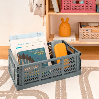 Scatola in plastica pieghevole e impilabile Apli Up North - Dimensioni 430x290x160mm - Ideale per attrezzi, giocattoli, biancheria ecc... - Colore blu grigiastro