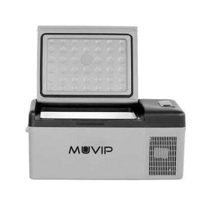 Muvip Frigo Portatile con Compressore 15L Bluetooth, USB - Temperatura -20º/+20º - Connessione 12/24/220V - Consumo 45W - Protezione Batteria Veicolo - Compressore Silenzioso - Misure 598x32x26cm - Colore Grigio