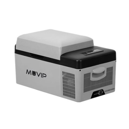 Muvip Frigo Portatile con Compressore 20L Bluetooth, USB - Temperatura -20º/+20º - Connessione 12/24/220V - Consumo 45W - Protezione Batteria Veicolo - Compressore Silenzioso - Misure 59,8x32x32cm - Colore Grigio