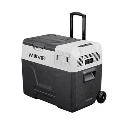 Frigorifero Portatile con Compressore Muvip - Capacit&agrave; 40L - Luce LED - Protezione Batteria - Temperatura -20&ordm;/+20&ordm; - Connessione 12/24/220V - Porta USB - Compressore Silenzioso - Funzione Batteria - Colore Grigio
