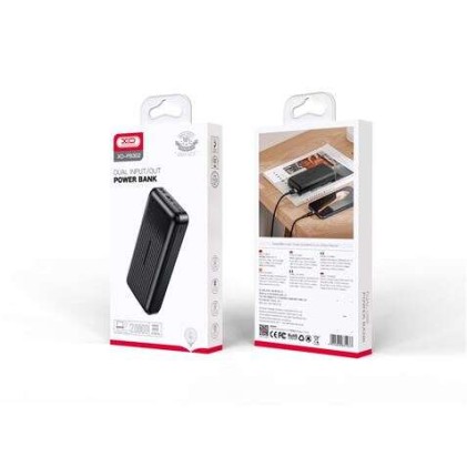 XO Powerhouse 20000 - Capacit&agrave; 20000Mah - Schermo LCD - Uscita USB x 2, 5V/2A - Ingresso Micro USB e Tipo C - Trasporto facile - Ricarica rapida - Resistente - Colore Nero
