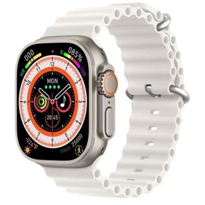 XO M8 Smartwatch Schermo IPS da 1,91" - Chiamate Bluetooth - Rilevamento della frequenza cardiaca - Rilevamento della saturazione di ossigeno - Contapassi - Monitor del sonno - IP67 - Batteria 260Mah - Colore bianco