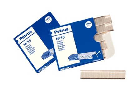 Petrus Scatola da 1000 Punti Galvanizzati N. 10 - Fino a 10 Fogli - Perno da 4 mm
