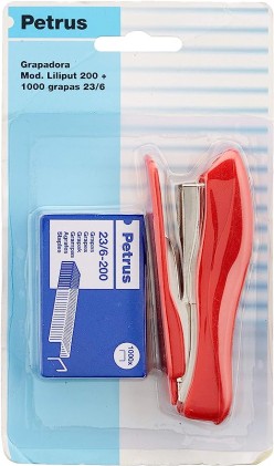 Cucitrice Petrus 200 Liliput + 1 Scatola 23/6-200 Graffette - Fino a 12 Fogli - 23/6 Graffette - Pinzatura Chiusa e Inchiodata - Colori Assortiti