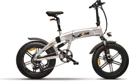 Icon.E X7 Stardust Silver Bici Elettrica Velocita Max 25Km/H, Ruote 20X4.0 Kenda, Porta